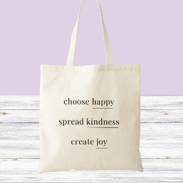 幸せ、親切、喜び – 毎日の肯定シンプル トートバッグ