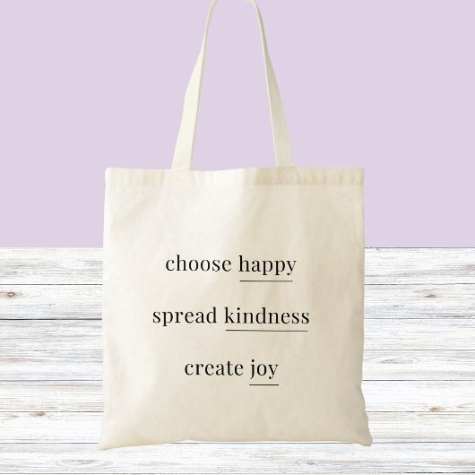 幸せ、親切、喜び – 毎日の肯定シンプル トートバッグ