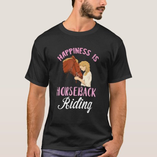 幸せ 馬術 馬 馬に乗る人 Tシャツ (正面)