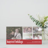 幸せ – 5フォトコラージュ赤い白いパターン シーズンカード (スタンド正面)