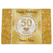 幸せ、50番目の誕生日抱き枕、4サイズの彼女 ラージペーパーバッグ (正面)