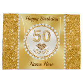 幸せ、50番目の誕生日抱き枕、4サイズの彼女 ラージペーパーバッグ (裏面)