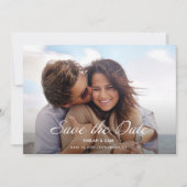 幸よくはしゃぐせな写真結婚式の日付を保存 招待状 (正面)