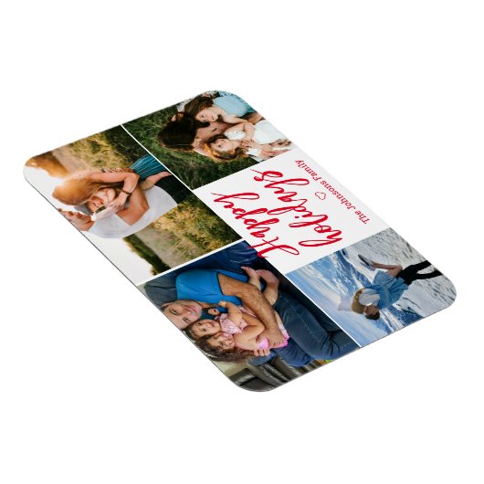 幸エレガントせな休日赤4枚の写真コラージュ マグネット (右側)