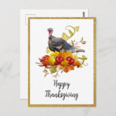 幸エレガントせな感謝祭と金ゴールドグリッター ポストカード (正面/裏面)