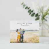 幸エレガントせな新年の台本の写真妊娠シック シーズンポストカード (スタンド正面)