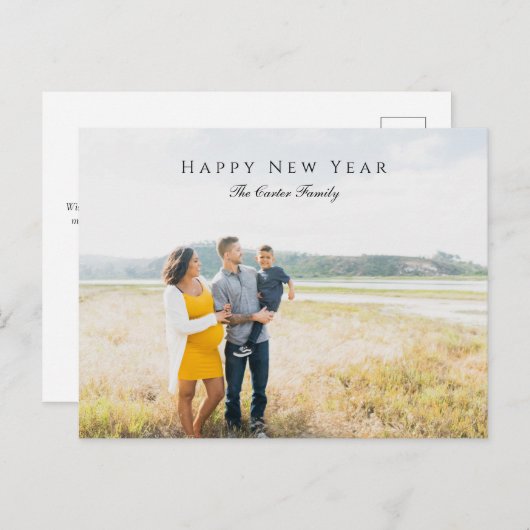 幸エレガントせな新年の台本の写真妊娠シック シーズンポストカード (正面/裏面)