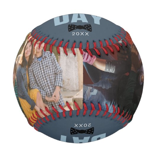 幸エレガントせな父の日の家族の写真ボウタイ 野球ボール (正面)