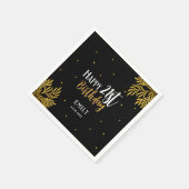 幸エレガントせな21歳の誕生日金ゴールドの葉のパーティー スタンダードカクテルナプキン (角)