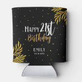 幸エレガントせな21歳の誕生日金ゴールドの葉のパーティー 缶クーラー (裏面)