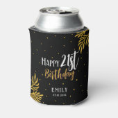 幸エレガントせな21歳の誕生日金ゴールドの葉のパーティー 缶クーラー (缶裏面)