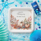 幸エレガントせパーソナライズされたな感謝祭のカボチャ ペーパープレート (パーティー)