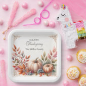 幸エレガントせパーソナライズされたな感謝祭のカボチャ ペーパープレート (パーティー)