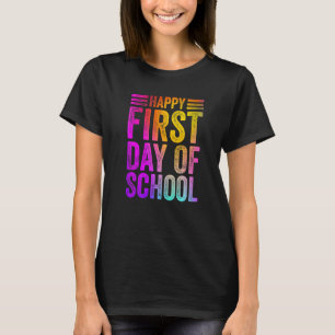 幸カラフルせな初日の学校先生 Tシャツ