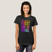 幸カラフルせな初日の学校先生 Tシャツ (正面フル)