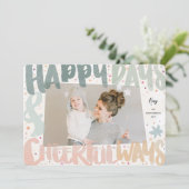 幸カラフルせな日と明るい方法新年の写真 シーズンカード (スタンド正面)