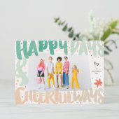 幸カラフルせな日と明るい方法新年の写真 シーズンカード (スタンド正面)