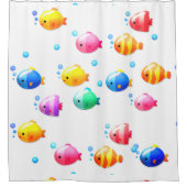幸カラフルせな魚 シャワーカーテン (正面)