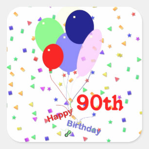 幸カラフルせな90誕生日 スクエアシール