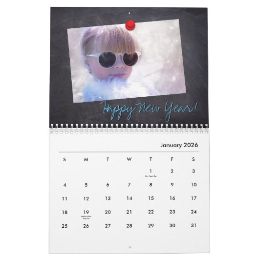 幸パーソナライズされたせな休日,新年,写真 カレンダー (1月 2026)