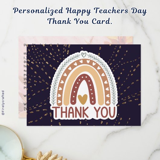 幸パーソナライズされたせな先生の日サンキューカード。 サンキューカード