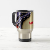 幸パーソナライズされたせな労働日 |米国国旗の聖なる書物、 経典 トラベルマグ (正面左)