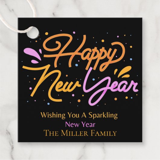 幸パーソナライズされたせな新年の贈り物ラベル,メッセージカード フェイバータグ (正面)