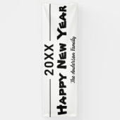 幸パーソナライズされたせな新年モダン白黒白 横断幕 (縦)