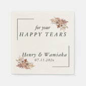 幸パーソナライズされたせな涙ボホ結婚の スタンダードカクテルナプキン (正面)