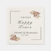 幸パーソナライズされたせな涙ボホ結婚の スタンダードカクテルナプキン (正面)