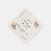 幸パーソナライズされたせな涙ボホ結婚の スタンダードカクテルナプキン (角)