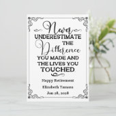 幸パーソナライズされたせな退職引用文 招待状 (スタンド正面)