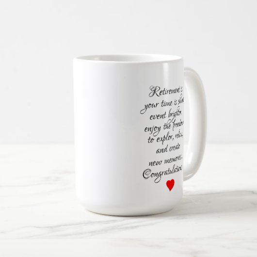幸パーソナライズされたせな退職金 コーヒーマグカップ (正面右)