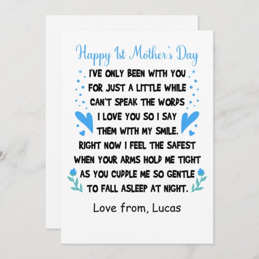 幸パーソナライズされたせな1日目の母の日,名前をカスタムする シーズンカード (正面/裏面)