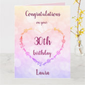 幸パーソナライズされたせな30歳の誕生日 カード (黄色い花)