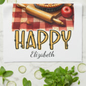 幸パーソナライズされたせにする キッチンタオル (折り畳み)