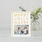 幸メリーすてきせ家族の写真クリスマス 箔シーズンポストカード (立ち正面)