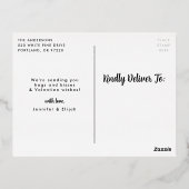 幸モダンせなハートの日フォトバレンタインデー金ゴールド 箔シーズンポストカード (裏面)