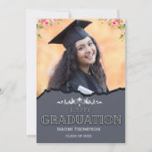 幸モダンせな卒業写真パーソナライズされたパーティー 招待状 (正面)