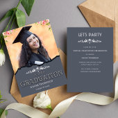 幸モダンせな卒業写真パーソナライズされたパーティー 招待状