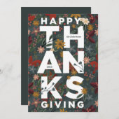 幸モダンせな感謝祭とヴィンテージ花模様 シーズンカード (正面/裏面)