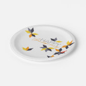 幸モダンせな感謝祭の陽気なデザイン ペーパープレート (アングル)