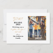 幸モダンせな新年の手書家族の写真 シーズンカード (正面)