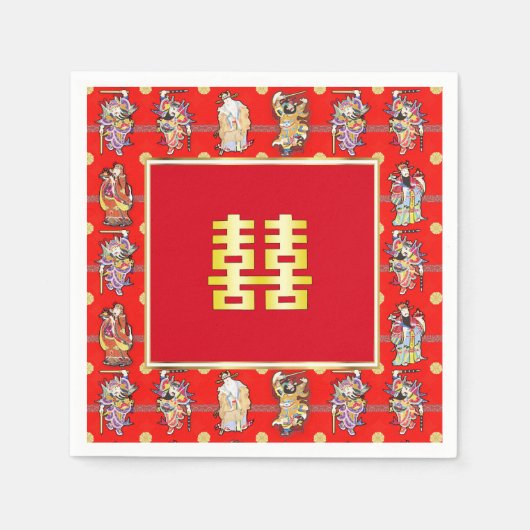 幸中国の結婚福セルベトナプキン スタンダードカクテルナプキン (正面)