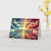 幸国際的せな女の日 カード (黄色い花)