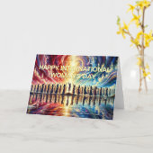 幸国際的せな女の日 カード (黄色い花)