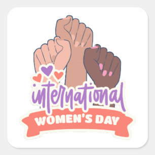 幸国際的せな女性の日 スクエアシール