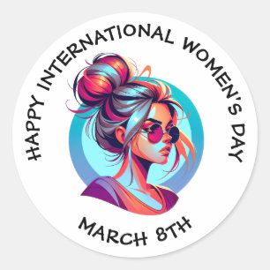 幸国際的せな女性の日 3月8日 ラウンドシール