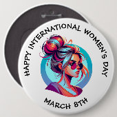 幸国際的せな女性の日 | 3月8日 缶バッジ (正面&裏面)