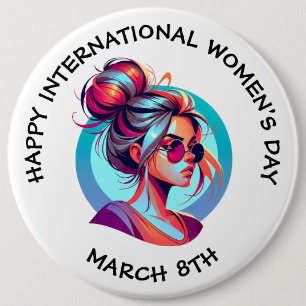 幸国際的せな女性の日   3月8日 缶バッジ